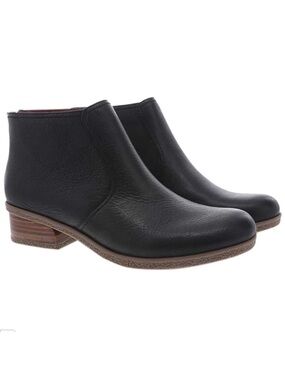 DANSKO 6.5-7 / 37 Becki Black Waterproof Leather Back Zip Casual Ankle Boots